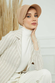 Sun Shield Visor Instant Turban with Flowers Accent, Floral Visor Cap for Women, Sun Protective Women Newsboy Hat, Cotton Chemo Bonnet,B-72 Sand Brown