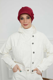 Sun Shield Visor Instant Turban with Flowers Accent, Floral Visor Cap for Women, Sun Protective Women Newsboy Hat, Cotton Chemo Bonnet,B-72 Maroon