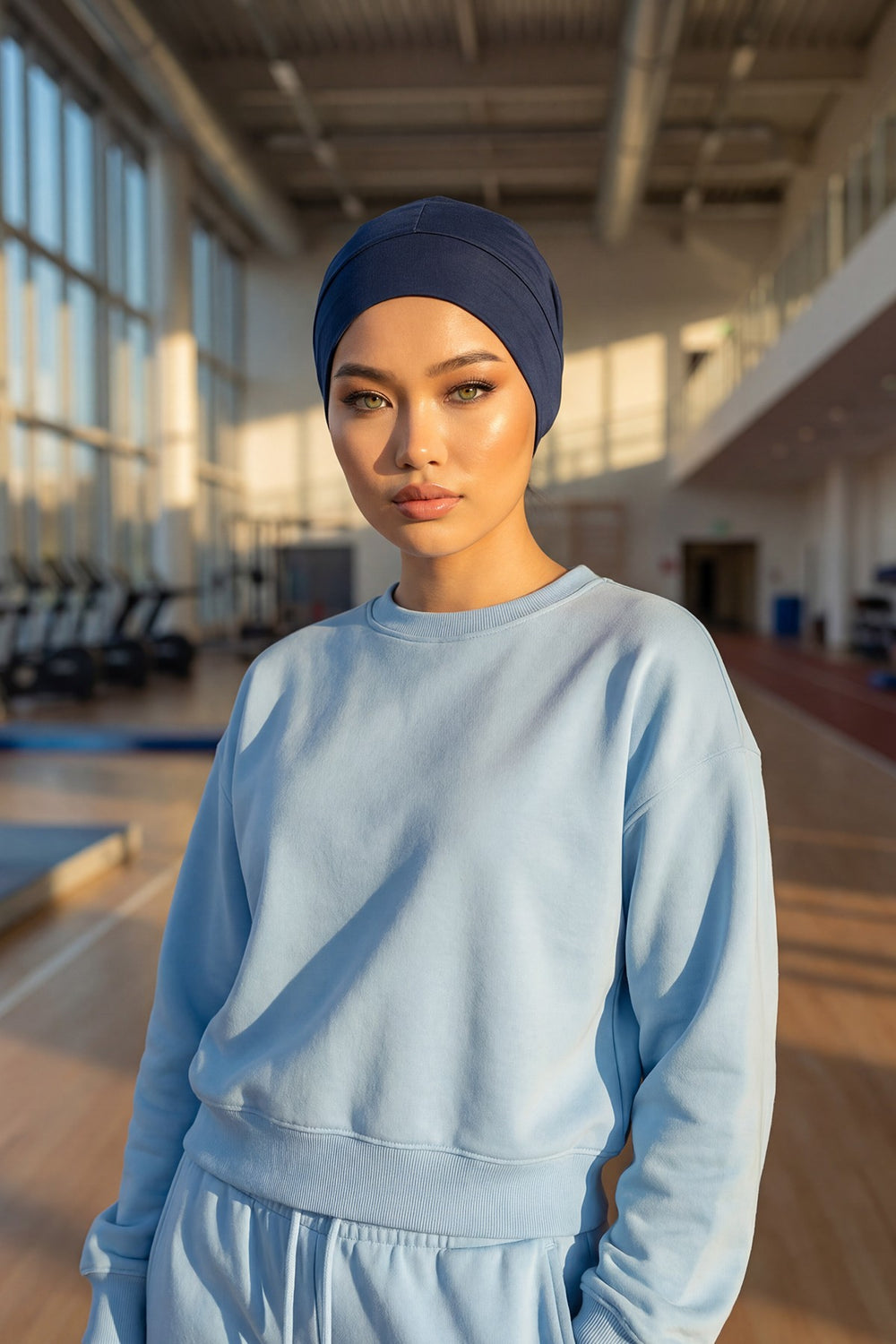 Super Tight Cotton Inner Bonnet Cap, High Quality Easy Wrap Instant Underneath Bonnet for Women, Flexible 95% Cotton Chemo Headwear Cap,B-37 Navy Blue