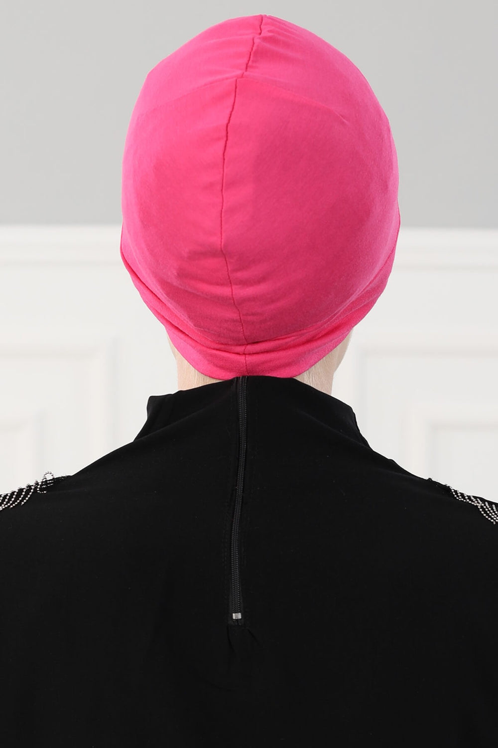 Super Tight Cotton Inner Bonnet Cap, High Quality Easy Wrap Instant Underneath Bonnet for Women, Flexible 95% Cotton Chemo Headwear Cap,B-37 Fuchsia