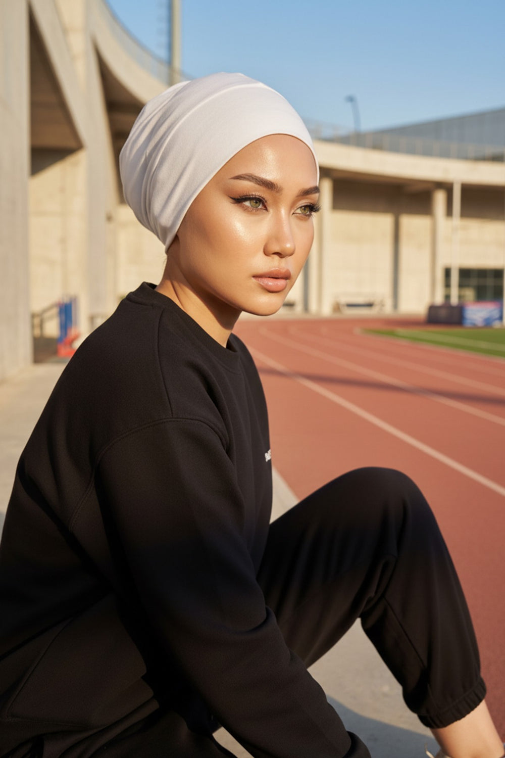 Super Tight Cotton Inner Bonnet Cap, High Quality Easy Wrap Instant Underneath Bonnet for Women, Flexible 95% Cotton Chemo Headwear Cap,B-37 White