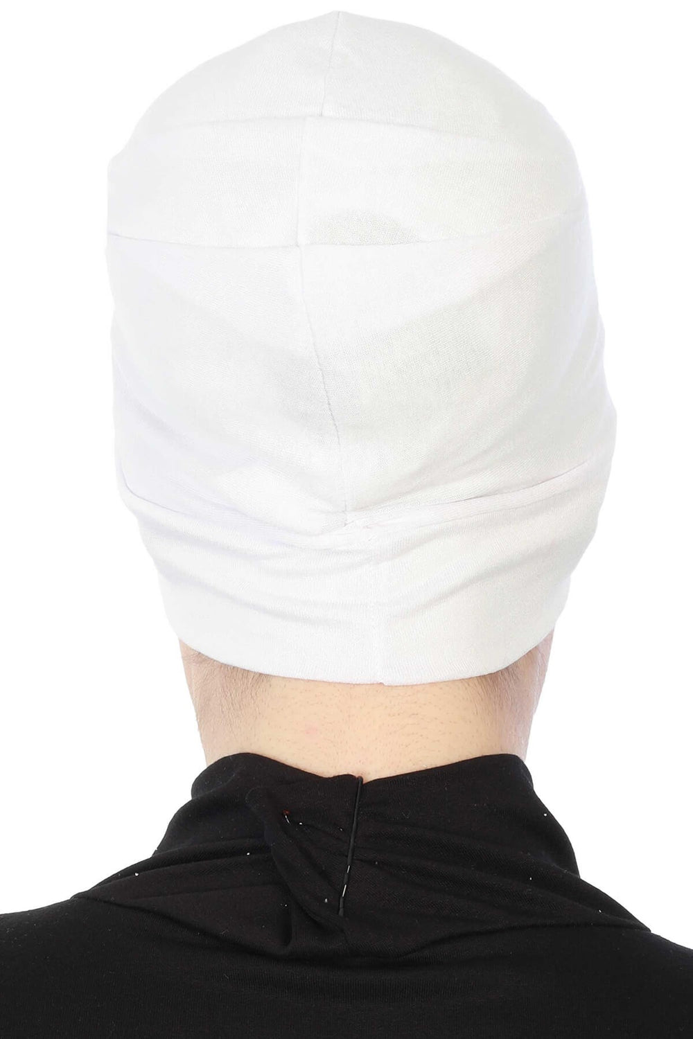 Super Tight Cotton Inner Bonnet Cap, High Quality Easy Wrap Instant Underneath Bonnet for Women, Flexible 95% Cotton Chemo Headwear Cap,B-37 White