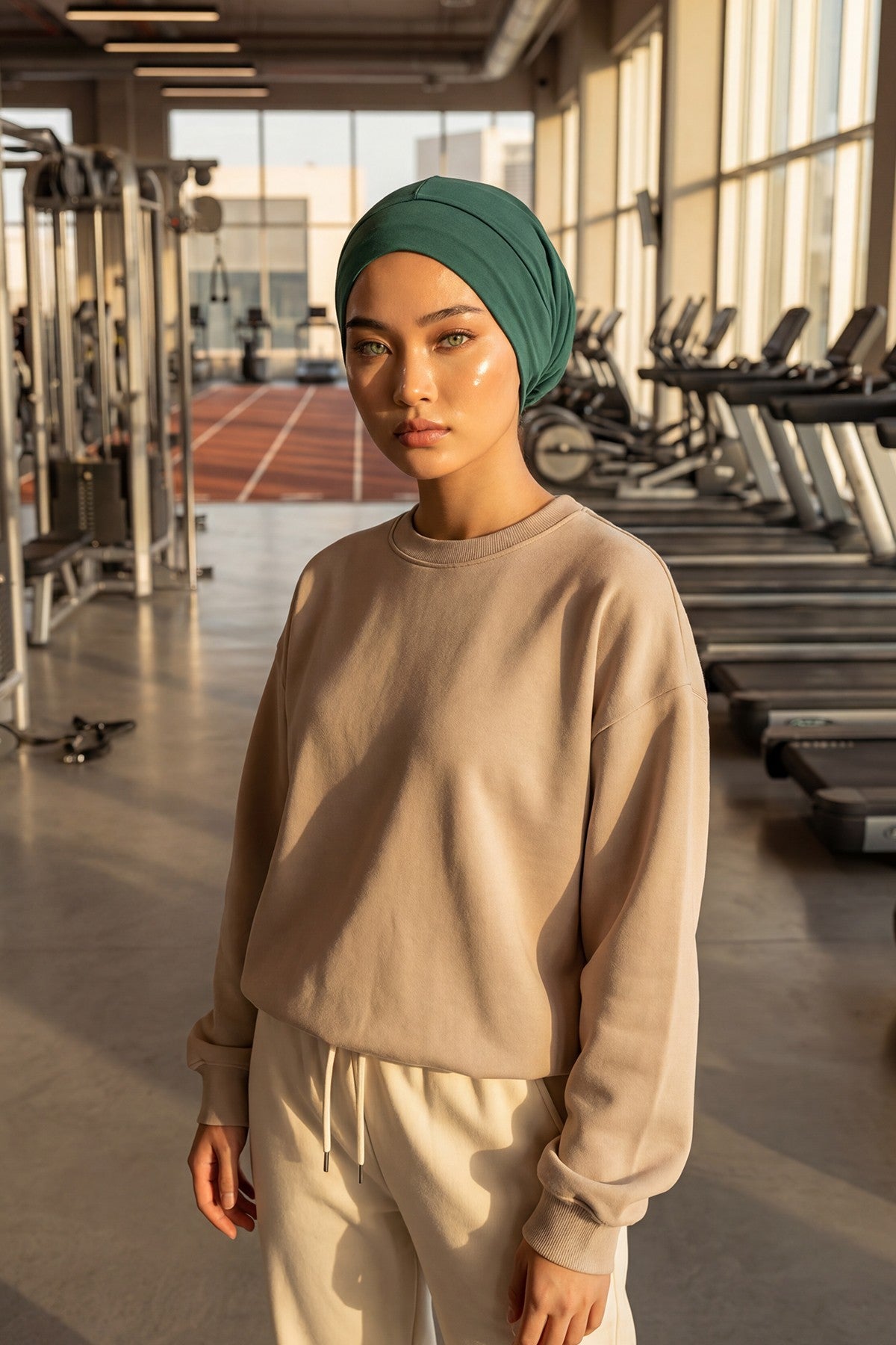Super Tight Cotton Inner Bonnet Cap, High Quality Easy Wrap Instant Underneath Bonnet for Women, Flexible 95% Cotton Chemo Headwear Cap,B-37 Green