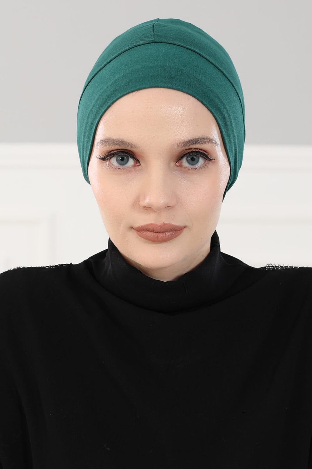 Super Tight Cotton Inner Bonnet Cap, High Quality Easy Wrap Instant Underneath Bonnet for Women, Flexible 95% Cotton Chemo Headwear Cap,B-37 Green