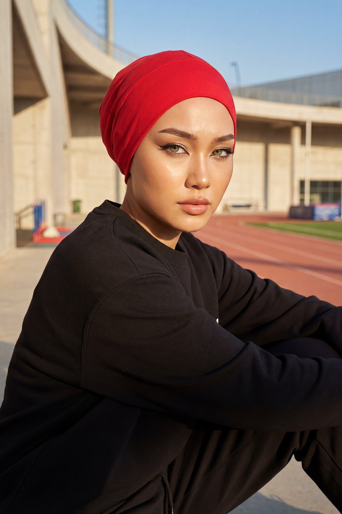 Super Tight Cotton Inner Bonnet Cap, High Quality Easy Wrap Instant Underneath Bonnet for Women, Flexible 95% Cotton Chemo Headwear Cap,B-37 Red