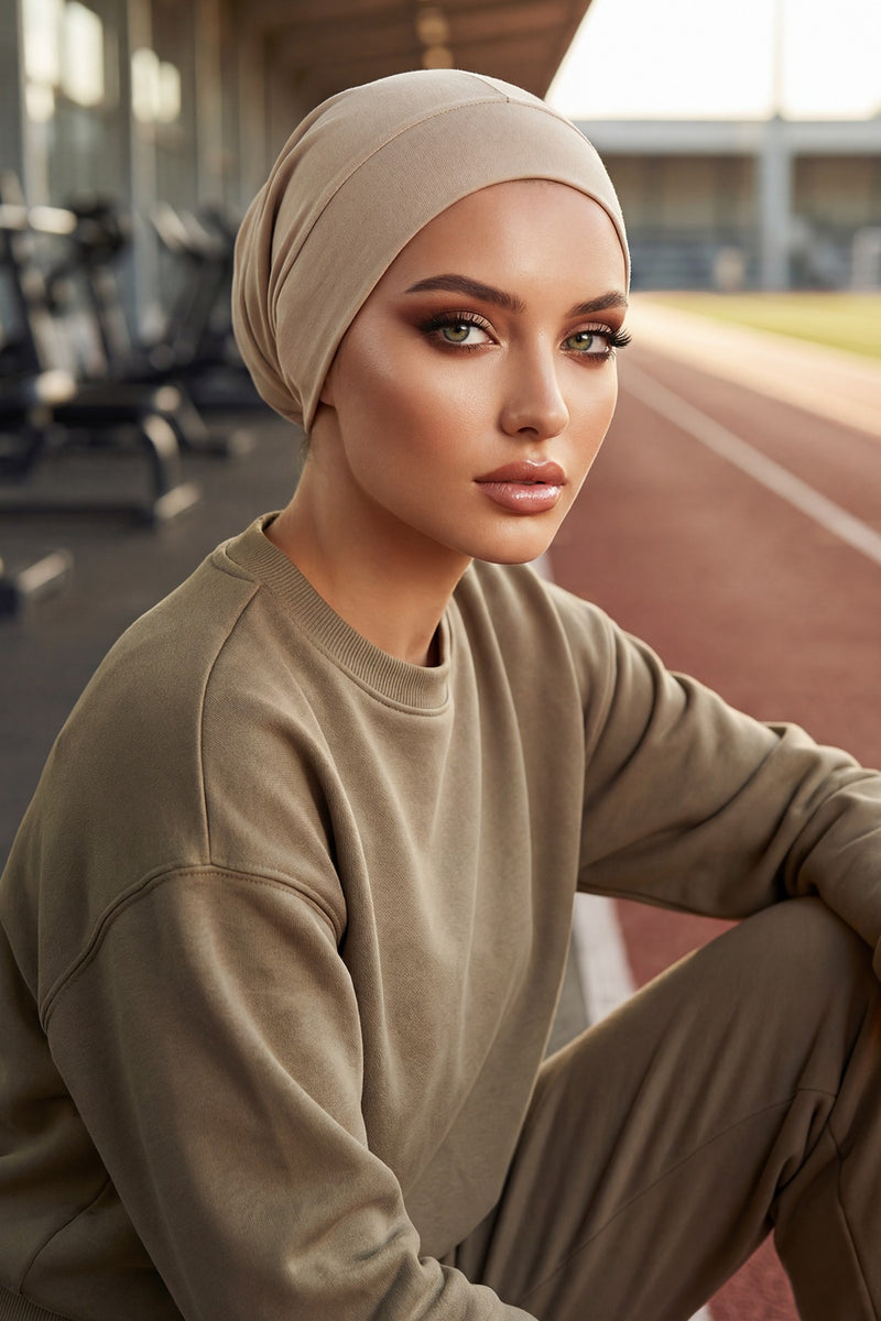 قبعة داخلية قطنية ضيقة للغاية، عالية الجودة وسهلة الالتفاف تحت القلنسوة للنساء، قبعة مرنة للرأس مصنوعة من القطن بنسبة 95%، B-37