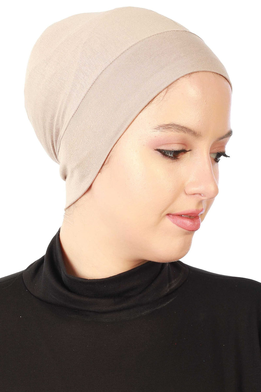 Super Tight Cotton Inner Bonnet Cap, High Quality Easy Wrap Instant Underneath Bonnet for Women, Flexible 95% Cotton Chemo Headwear Cap,B-37 Mink