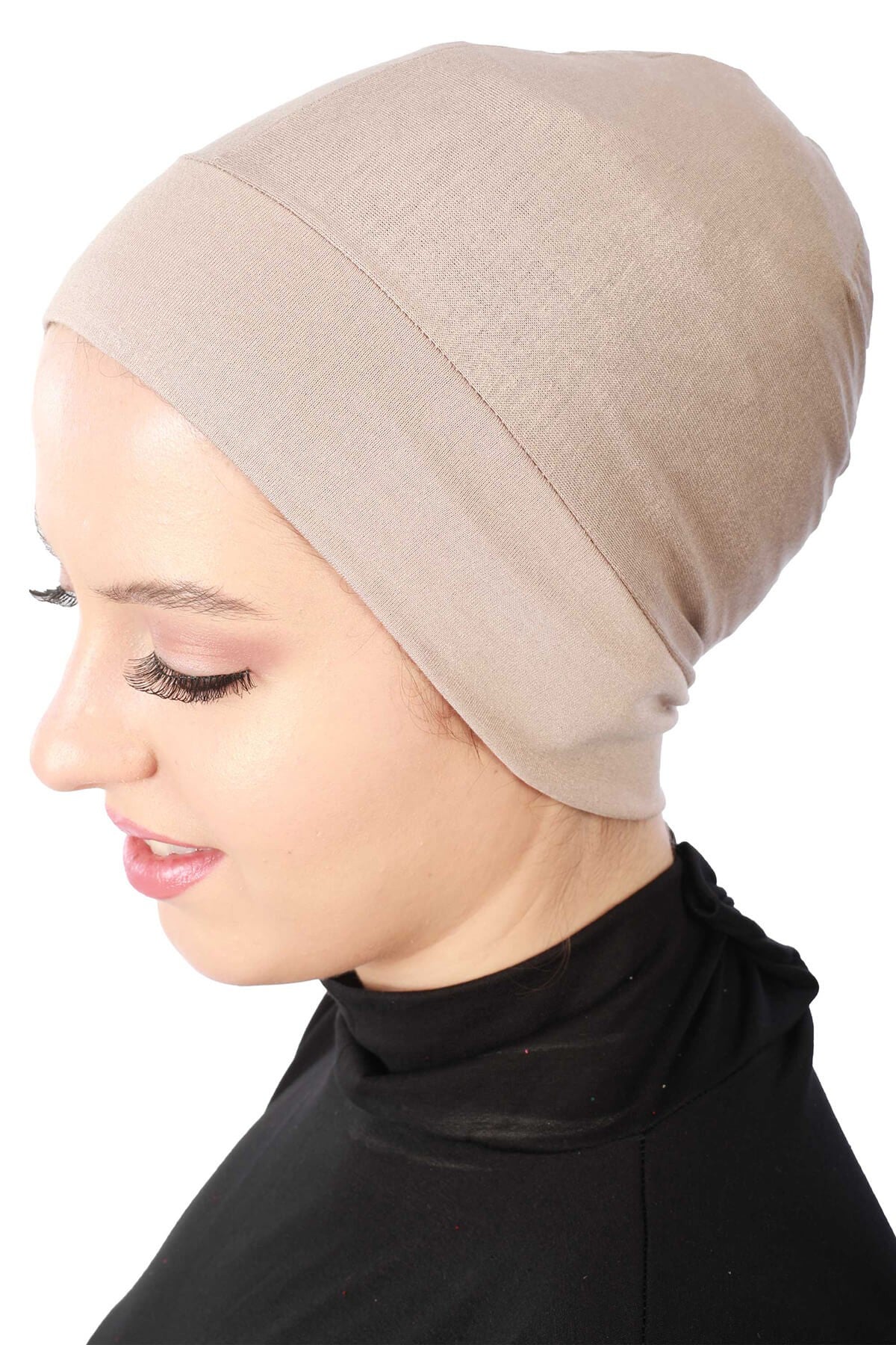 Super Tight Cotton Inner Bonnet Cap, High Quality Easy Wrap Instant Underneath Bonnet for Women, Flexible 95% Cotton Chemo Headwear Cap,B-37 Mink