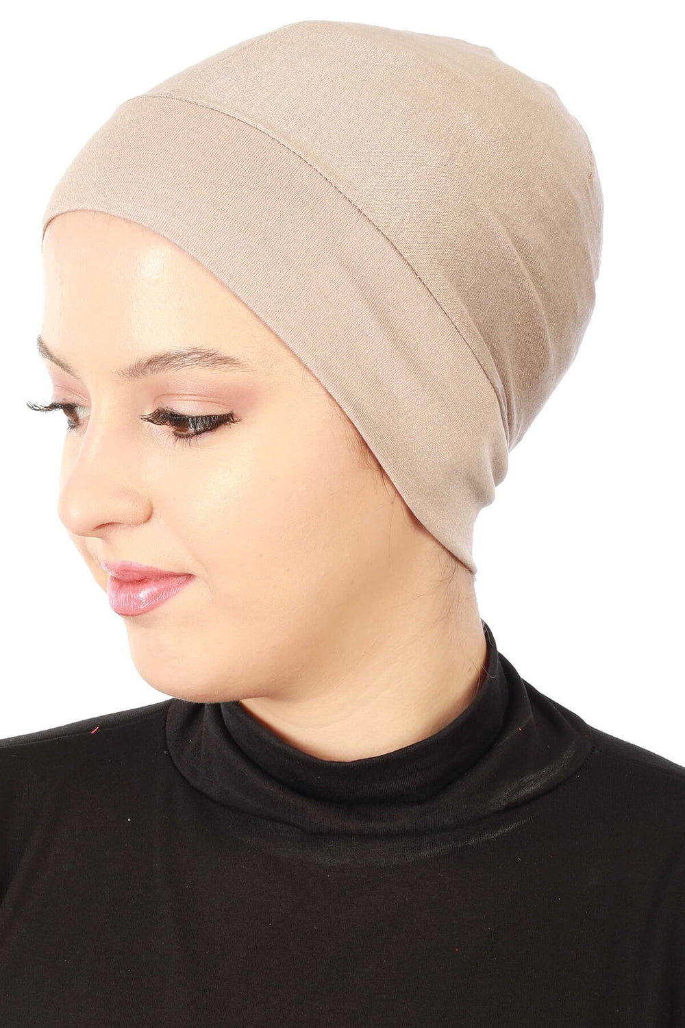 Super Tight Cotton Inner Bonnet Cap, High Quality Easy Wrap Instant Underneath Bonnet for Women, Flexible 95% Cotton Chemo Headwear Cap,B-37 Mink