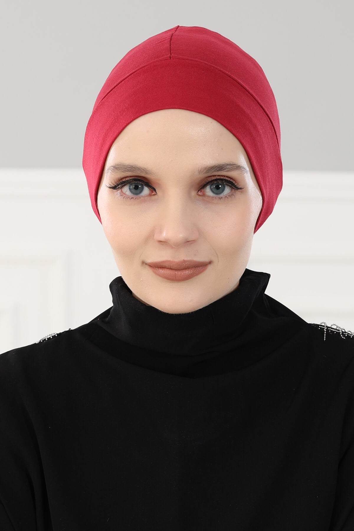 Super Tight Cotton Inner Bonnet Cap, High Quality Easy Wrap Instant Underneath Bonnet for Women, Flexible 95% Cotton Chemo Headwear Cap,B-37 Maroon