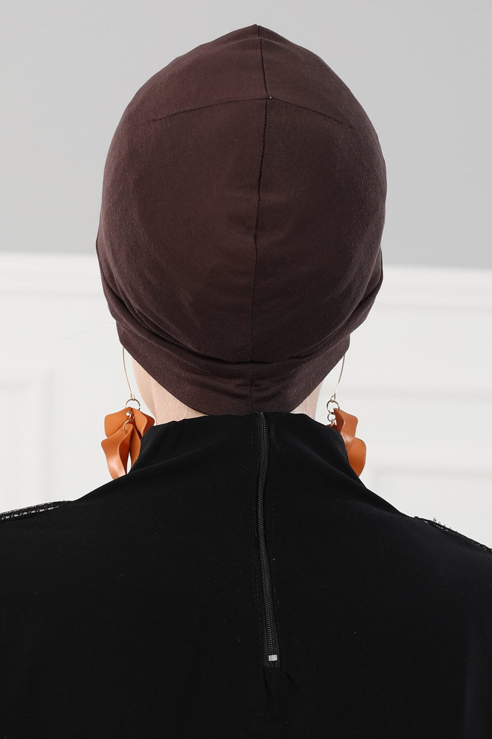Super Tight Cotton Inner Bonnet Cap, High Quality Easy Wrap Instant Underneath Bonnet for Women, Flexible 95% Cotton Chemo Headwear Cap,B-37 Brown