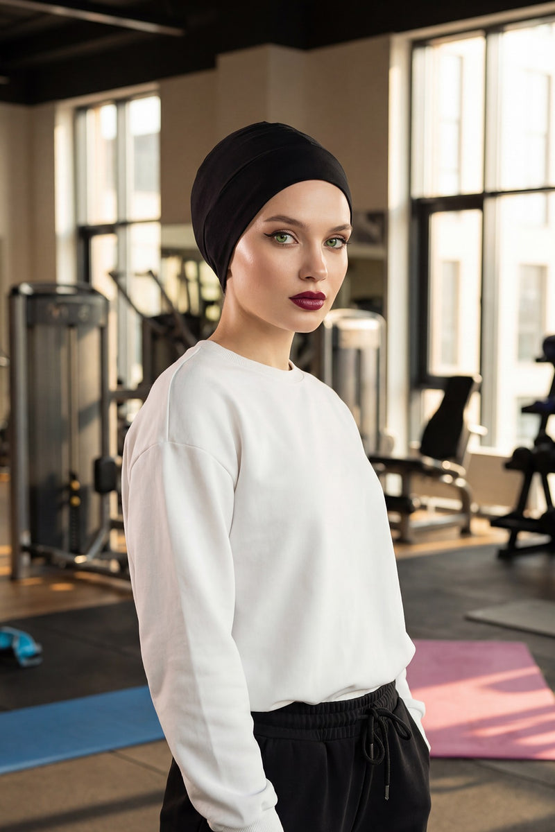 قبعة داخلية قطنية ضيقة للغاية، عالية الجودة وسهلة الالتفاف تحت القلنسوة للنساء، قبعة مرنة للرأس مصنوعة من القطن بنسبة 95%، B-37