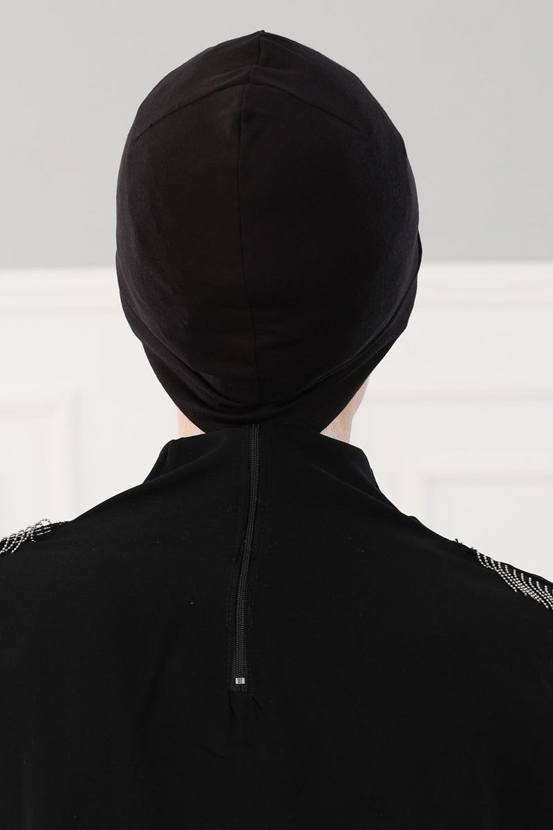 قبعة داخلية قطنية ضيقة للغاية، عالية الجودة وسهلة الالتفاف تحت القلنسوة للنساء، قبعة مرنة للرأس مصنوعة من القطن بنسبة 95%، B-37