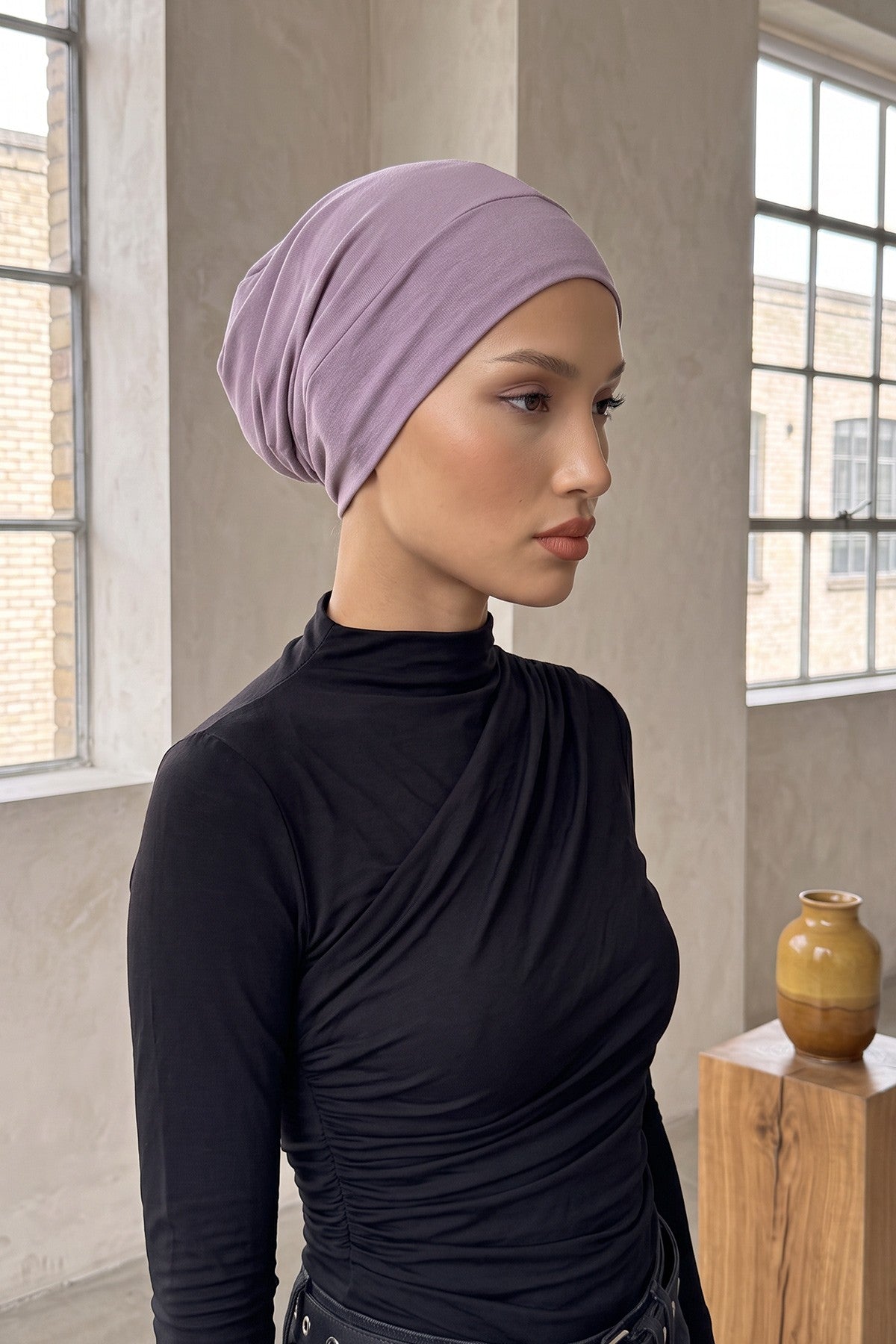 Super Tight Cotton Inner Bonnet Cap, High Quality Easy Wrap Instant Underneath Bonnet for Women, Flexible 95% Cotton Chemo Headwear Cap,B-37