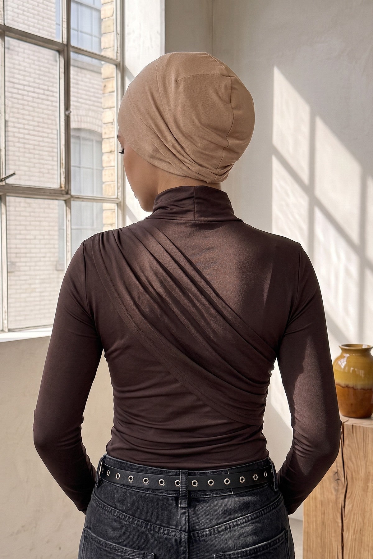 Super Tight Cotton Inner Bonnet Cap, High Quality Easy Wrap Instant Underneath Bonnet for Women, Flexible 95% Cotton Chemo Headwear Cap,B-37