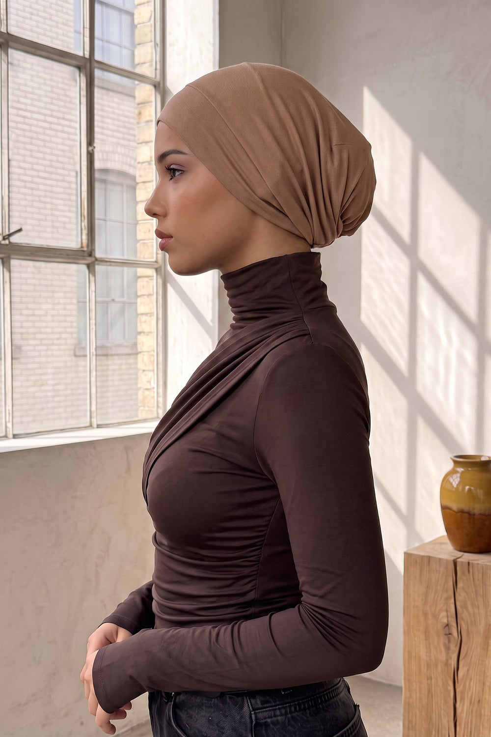 Super Tight Cotton Inner Bonnet Cap, High Quality Easy Wrap Instant Underneath Bonnet for Women, Flexible 95% Cotton Chemo Headwear Cap,B-37
