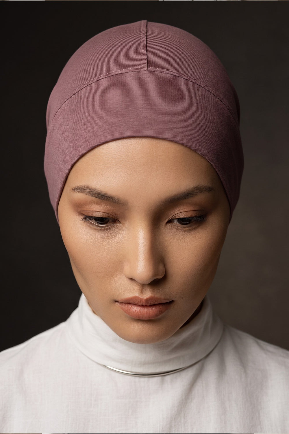 Super Tight Cotton Inner Bonnet Cap, High Quality Easy Wrap Instant Underneath Bonnet for Women, Flexible 95% Cotton Chemo Headwear Cap,B-37 Dusty Rose