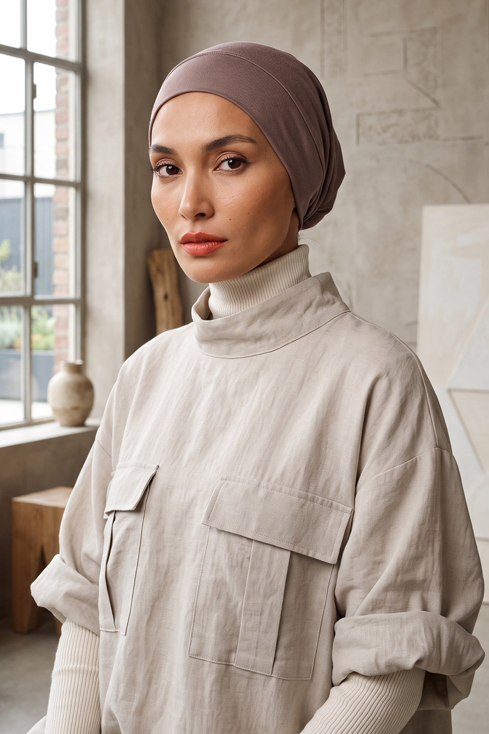 Super Tight Cotton Inner Bonnet Cap, High Quality Easy Wrap Instant Underneath Bonnet for Women, Flexible 95% Cotton Chemo Headwear Cap,B-37