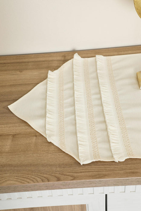 Tischläufer, handgefertigte Stickereien und Quasten, 16 x 48 Zoll, maschinenwaschbar, mit Fransen, handgefertigte Tischdecke für Hochzeiten, Partys, R-45O
