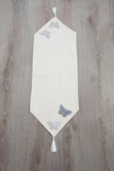 Tischläufer mit handgefertigtem Ornament und Quaste, 12 x 36 Zoll, maschinenwaschbare Tischdecke mit Fransen und Spitze für die Heimdekoration, R-51K