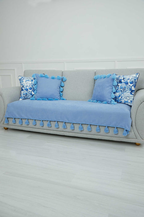 Tasselled Reversible Knitted Polyester Decorative Sofa Shawl and Throw Blanket Furniture Protector Washable Cover for Family,KO-26 Purple