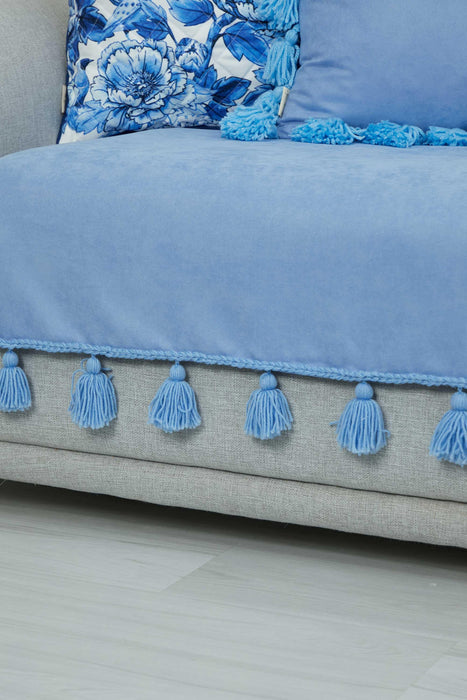 Tasselled Reversible Knitted Polyester Decorative Sofa Shawl and Throw Blanket Furniture Protector Washable Cover for Family,KO-26 Purple