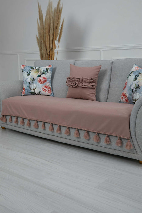 Tasselled Reversible Knitted Polyester Decorative Sofa Shawl and Throw Blanket Furniture Protector Washable Cover for Family,KO-26 Purple