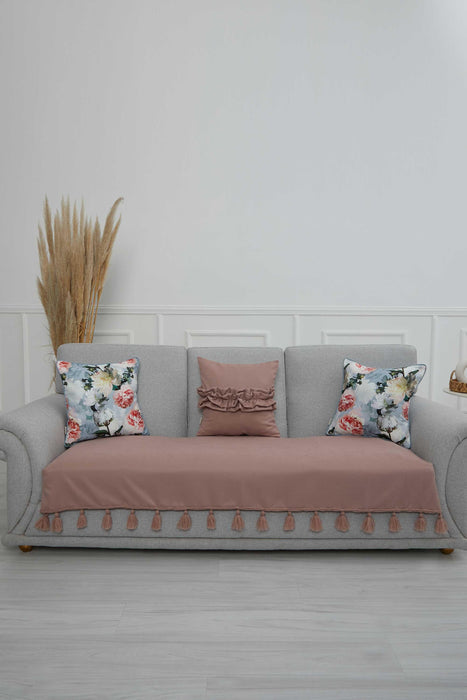 Tasselled Reversible Knitted Polyester Decorative Sofa Shawl and Throw Blanket Furniture Protector Washable Cover for Family,KO-26 Purple