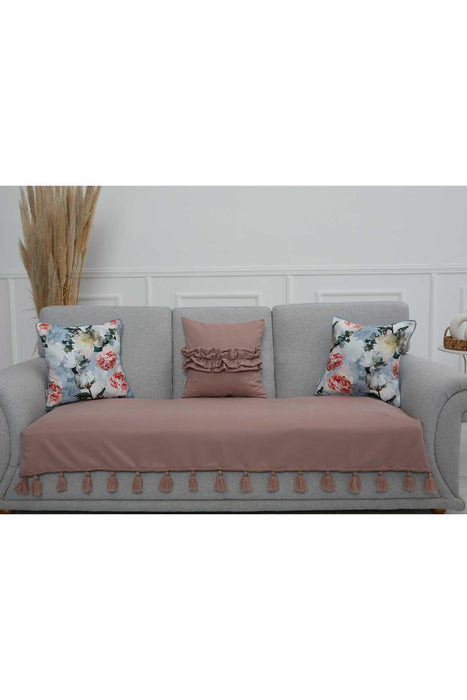 Tasselled Reversible Knitted Polyester Decorative Sofa Shawl and Throw Blanket Furniture Protector Washable Cover for Family,KO-26 Purple