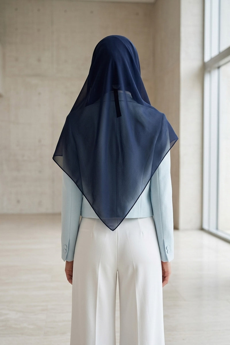 Tie-Back Chiffon Shawl Hijab with Built-In Jersey Underscarf, Non-Slip Ready-to-Wear Chiffon Hijab,PS-61