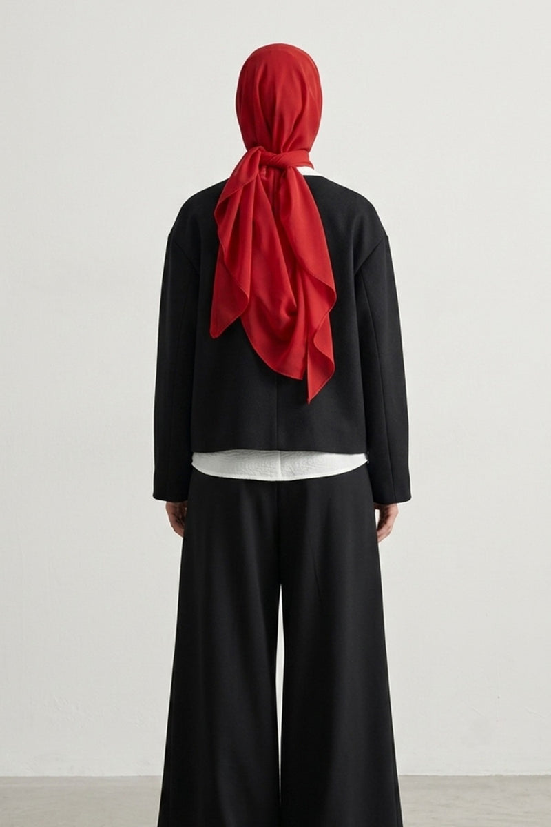 Tie-Back Chiffon Shawl Hijab with Built-In Jersey Underscarf, Non-Slip Ready-to-Wear Chiffon Hijab,PS-61