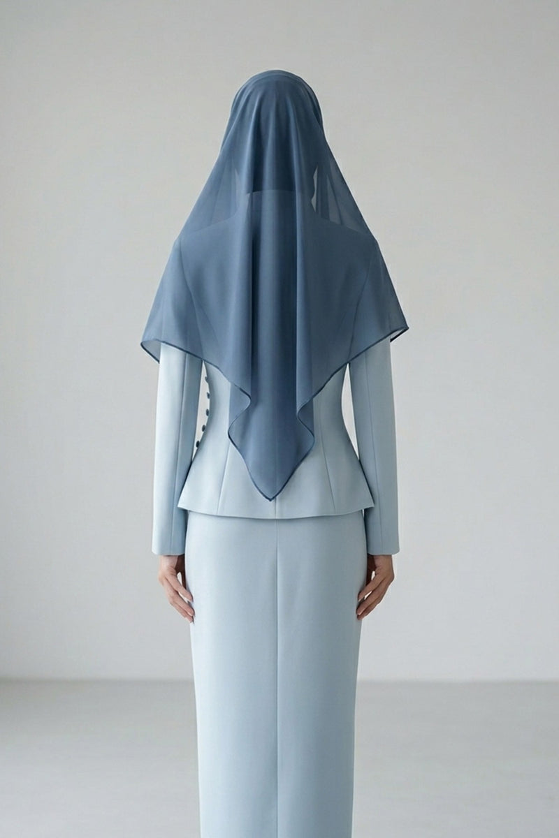 Tie-Back Chiffon Shawl Hijab with Built-In Jersey Underscarf, Non-Slip Ready-to-Wear Chiffon Hijab,PS-61