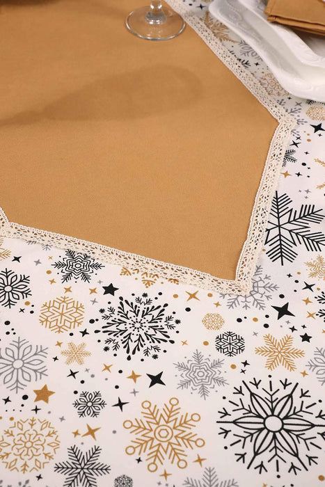 Getrimmter Entenstoff Neujahr, Weihnachtstischläufer mit Spitzenstickerei, maschinenwaschbare Tischdecke für Zuhause, Küche, Dekoration, Hochzeit,,R-40K