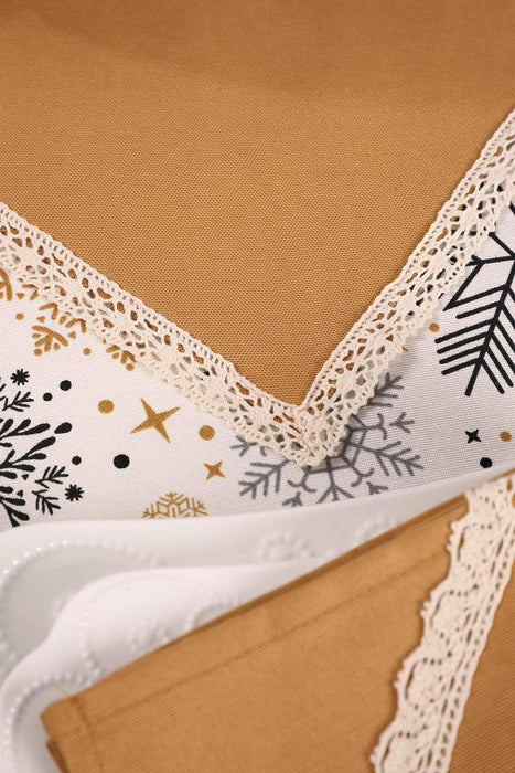 Getrimmter Entenstoff Neujahr, Weihnachtstischläufer mit Spitzenstickerei, maschinenwaschbare Tischdecke für Zuhause, Küche, Dekoration, Hochzeit,,R-40K