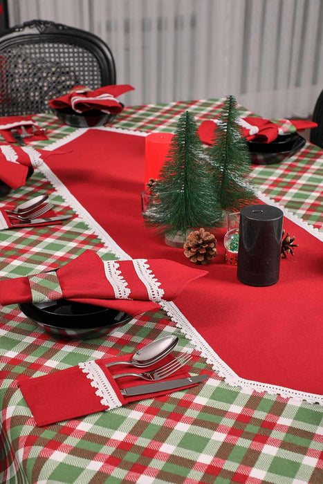 Getrimmter Entenstoff Neujahr, Weihnachtstischläufer mit Spitzenstickerei, maschinenwaschbare Tischdecke für Zuhause, Küche, Dekoration, Hochzeit,,R-40K