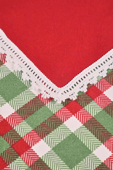 Getrimmter Entenstoff Neujahr, Weihnachtstischläufer mit Spitzenstickerei, maschinenwaschbare Tischdecke für Zuhause, Küche, Dekoration, Hochzeit,,R-40K
