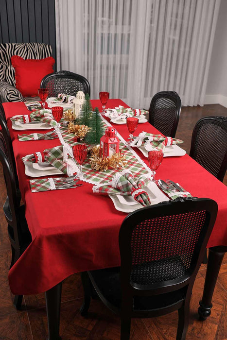 Getrimmter Entenstoff Neujahr, Weihnachtstischläufer mit Spitzenstickerei, maschinenwaschbare Tischdecke für Zuhause, Küche, Dekoration, Hochzeit,,R-40K