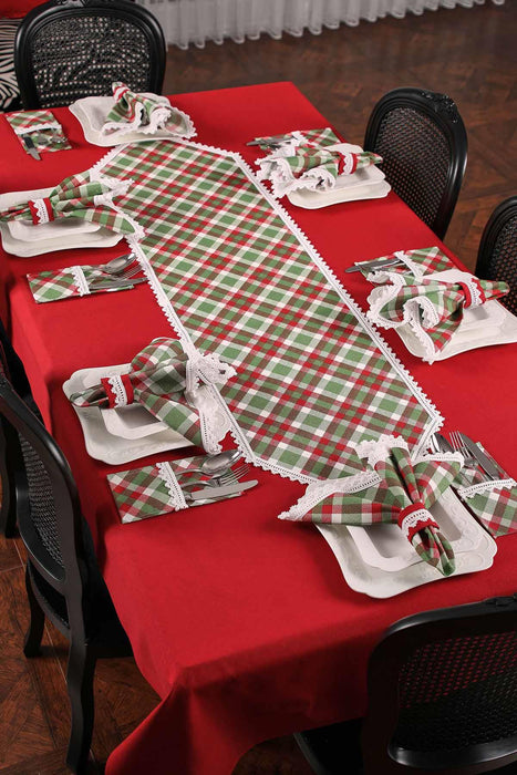 Getrimmter Entenstoff Neujahr, Weihnachtstischläufer mit Spitzenstickerei, maschinenwaschbare Tischdecke für Zuhause, Küche, Dekoration, Hochzeit,,R-40K