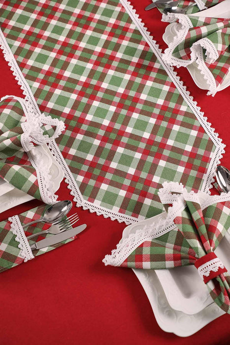 Getrimmter Entenstoff Neujahr, Weihnachtstischläufer mit Spitzenstickerei, maschinenwaschbare Tischdecke für Zuhause, Küche, Dekoration, Hochzeit,,R-40K