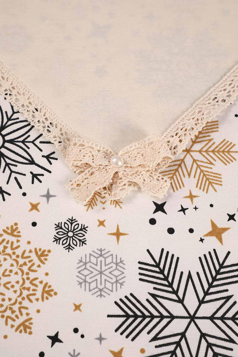 Getrimmter Entenstoff Neujahr, Weihnachtstischläufer mit Spitzenstickerei, maschinenwaschbare Tischdecke für Heimküchendekorationen, R-41K