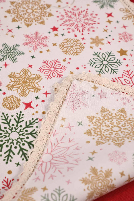 Getrimmter Entenstoff Neujahr, Weihnachtstischläufer mit Spitzenstickerei, maschinenwaschbare Tischdecke für Heimküchendekorationen, R-41K