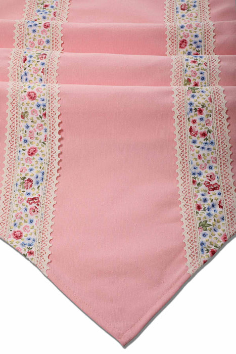 Trimmed Linen Textured Fabric Table Runner with Lace Embroidery Machine Washable Table Cloth for Home Kitchen Decorations Wedding,,R-27B
