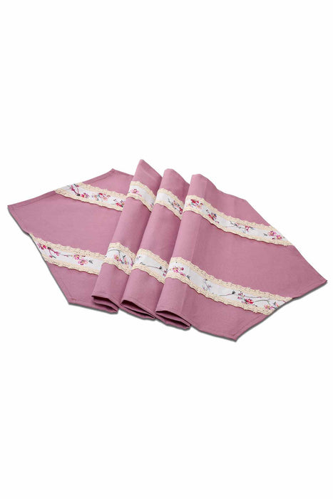 Trimmed Linen Textured Fabric Table Runner with Lace Embroidery Machine Washable Table Cloth for Home Kitchen Decorations Wedding,,R-27B