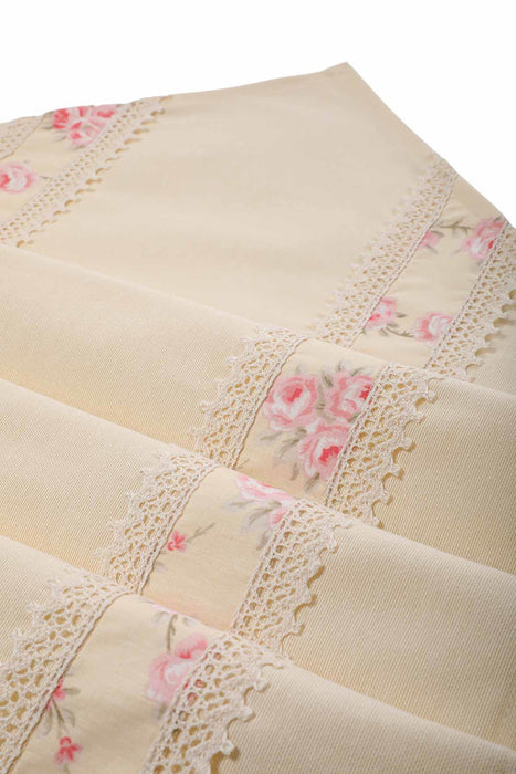Tischläufer aus getrimmtem Leinen, strukturiertem Stoff mit Spitzenstickerei, Tischdecke für Zuhause, Küche, Dekoration, Hochzeit, Partys, Alltag, Feiertage, R-27K
