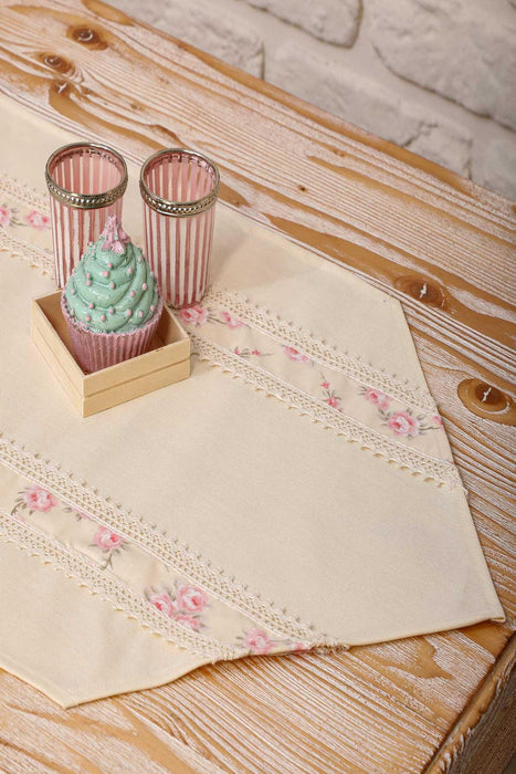 Tischläufer aus getrimmtem Leinen, strukturiertem Stoff mit Spitzenstickerei, Tischdecke für Zuhause, Küche, Dekoration, Hochzeit, Partys, Alltag, Feiertage, R-27K