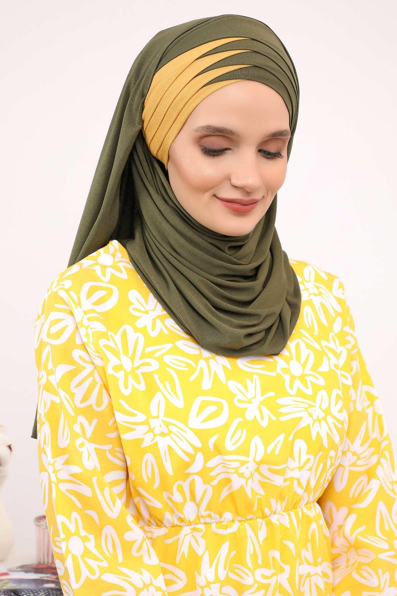 Two Colors Elegant Jersey Shawl for Women %95 Cotton Wrap Modesty Turban Cap Scarf,CPS-49 Fuchsia - Black