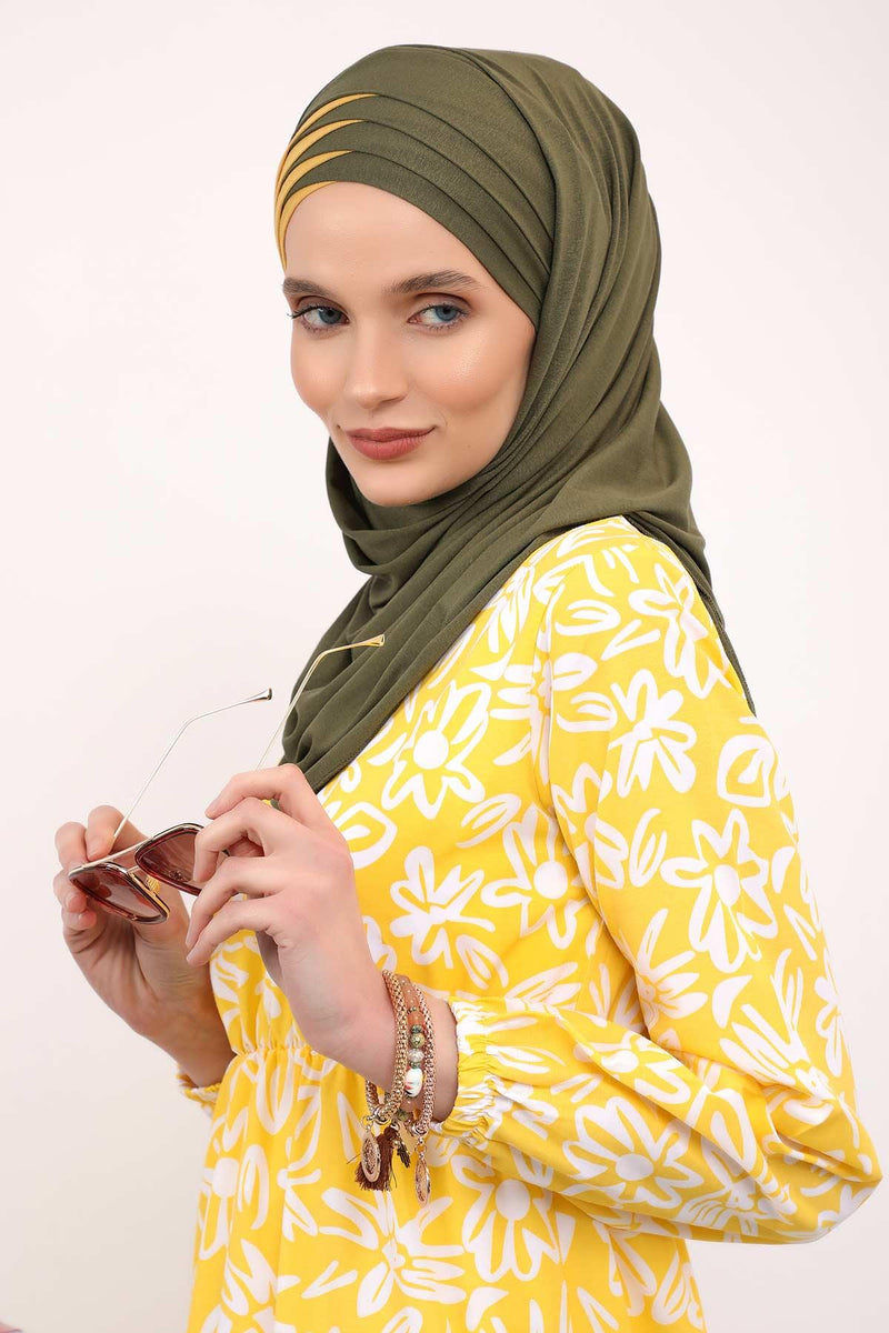 Two Colors Elegant Jersey Shawl for Women %95 Cotton Wrap Modesty Turban Cap Scarf,CPS-49 Fuchsia - Black