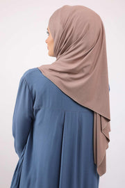 Two Colors Elegant Jersey Shawl for Women %95 Cotton Wrap Modesty Turban Cap Scarf,CPS-49 Mink - Ivory