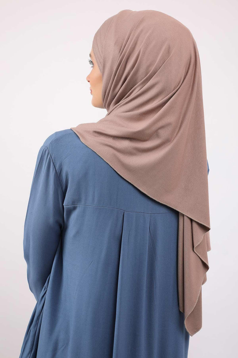 Two Colors Elegant Jersey Shawl for Women %95 Cotton Wrap Modesty Turban Cap Scarf,CPS-49 Mink - Ivory