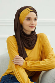 Two Colors Elegant Jersey Shawl for Women %95 Cotton Wrap Modesty Turban Cap Scarf,CPS-49 Sax Blue - Black